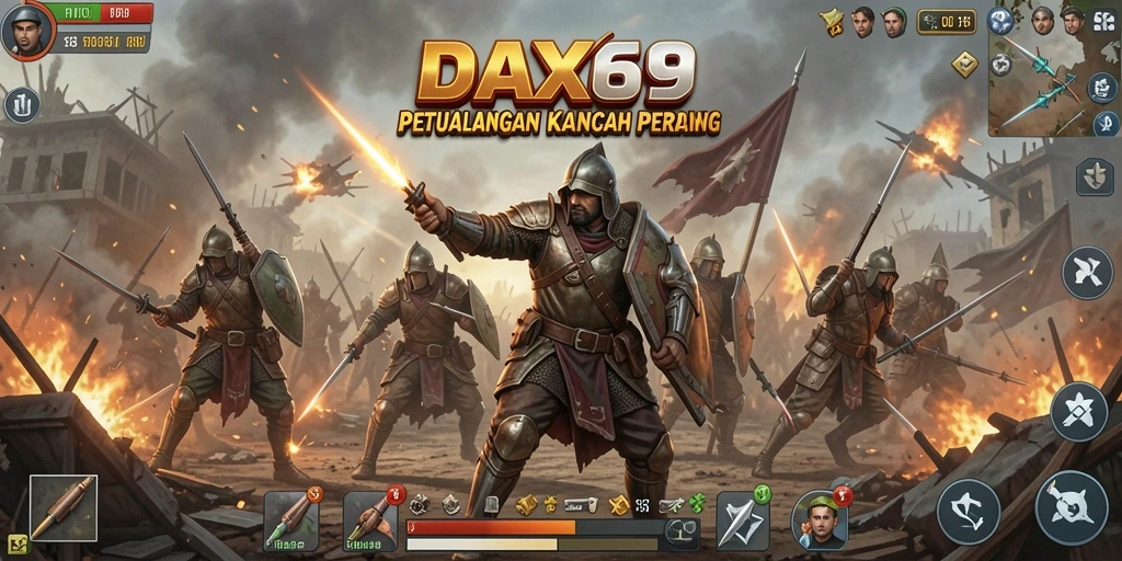 Tampilan gameplay DAX69 menampilkan aksi strategi yang intens.