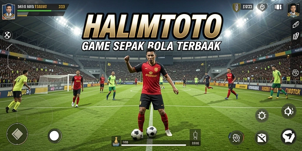 Screenshot gameplay HALIMTOTO saat pertandingan sepak bola berlangsung.