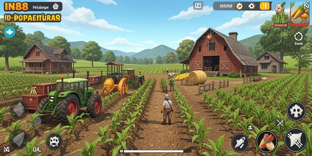 Screenshot utama IN88 menampilkan gameplay menarik dalam bertani.
