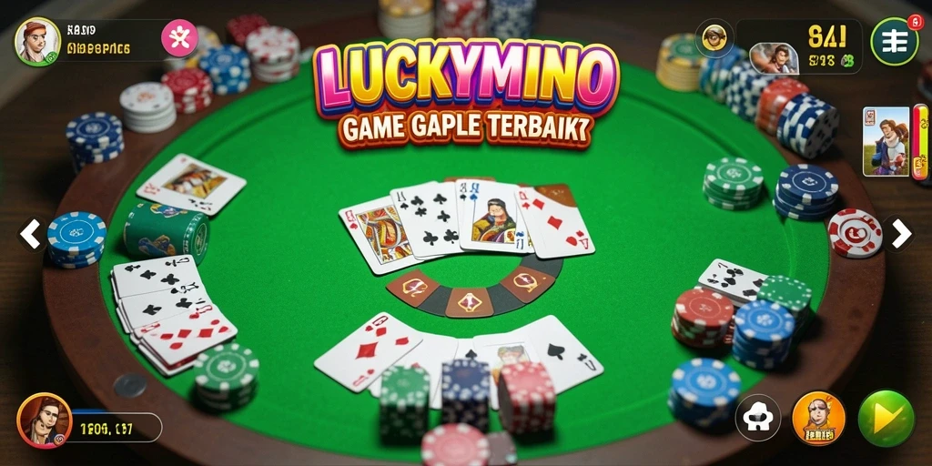 Tangkapan layar gameplay LUCKYMINO menampilkan suasana seru bermain Gaple.